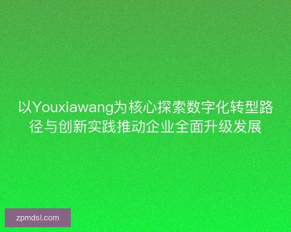 以Youxiawang为核心探索数字化转型路径与创新实践推动企业全面升级发展